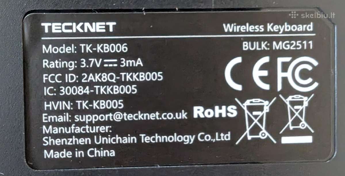 Tecknet belaidė Bluetooth klaviatūra (usb+bt) - nuotraukos Nr. 3