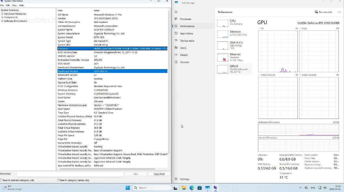 I7-8700k + 2060 Super - nuotraukos Nr. 7