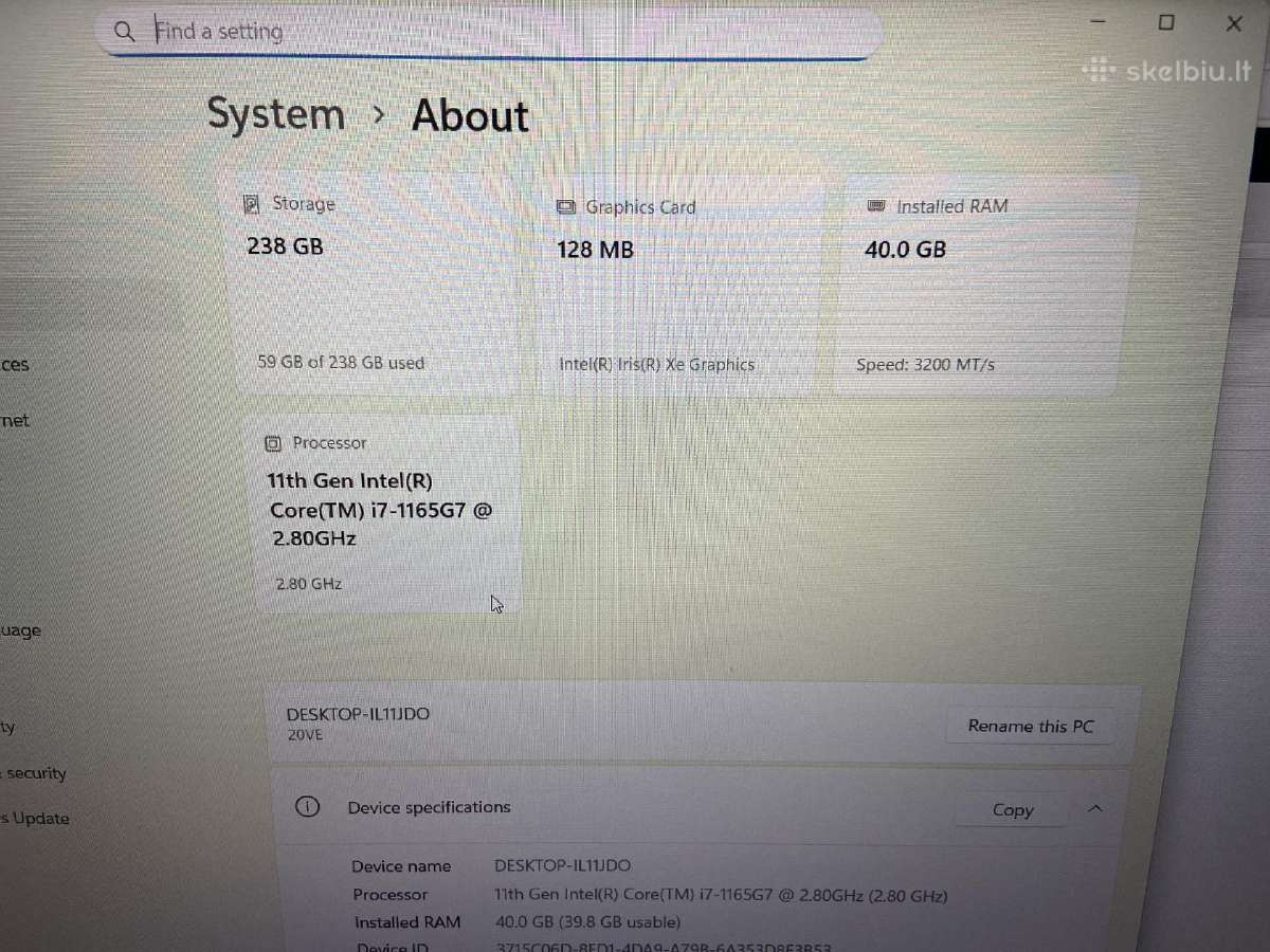 I7 (11th gen) Lenovo Thinkbook 14 g2 itl, 256gb - nuotraukos Nr. 7