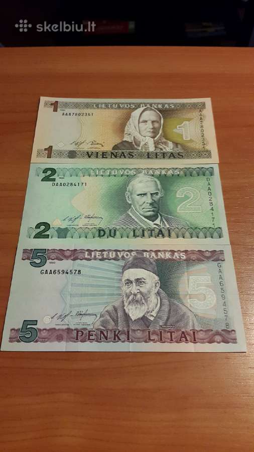 1,2,5 litai pirmos serijos Aa,daa,gaa Unc