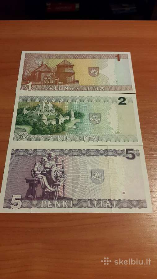 1,2,5 litai pirmos serijos Aa,daa,gaa Unc - nuotraukos Nr. 2