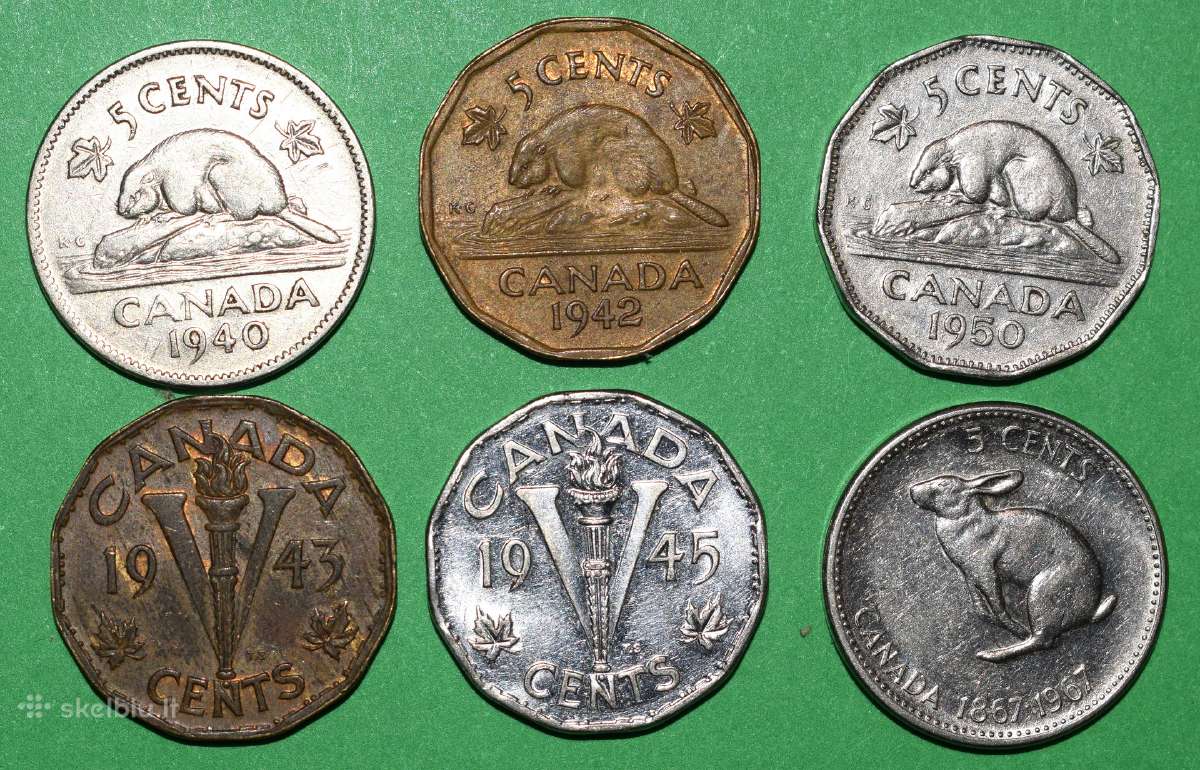 Canada 1940-1967 pinigai(6) 5 cents+
