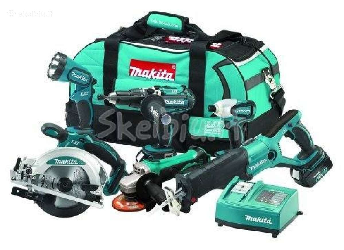 Makita, dewalt, bosch ir kiti akum komplektai