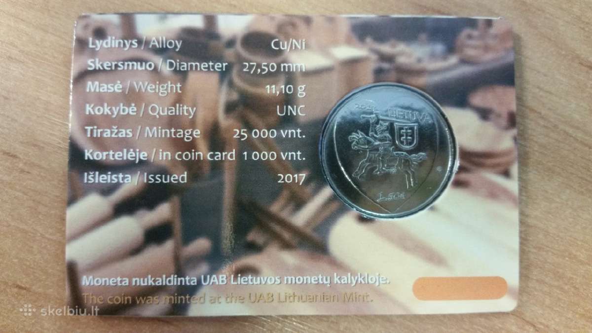 1,5 eur moneta Kaziuko mugei kortelėje - nuotraukos Nr. 2