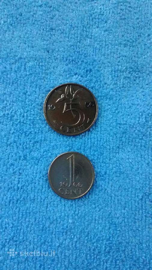Olandija 2 monetos 5 ct ir 1 ct