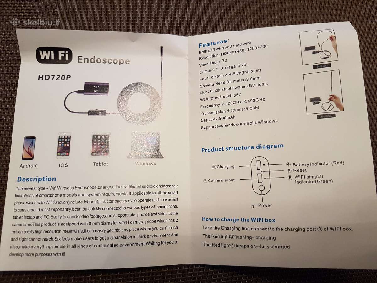 Endoskopine WiFi kamera HD - nuotraukos Nr. 4