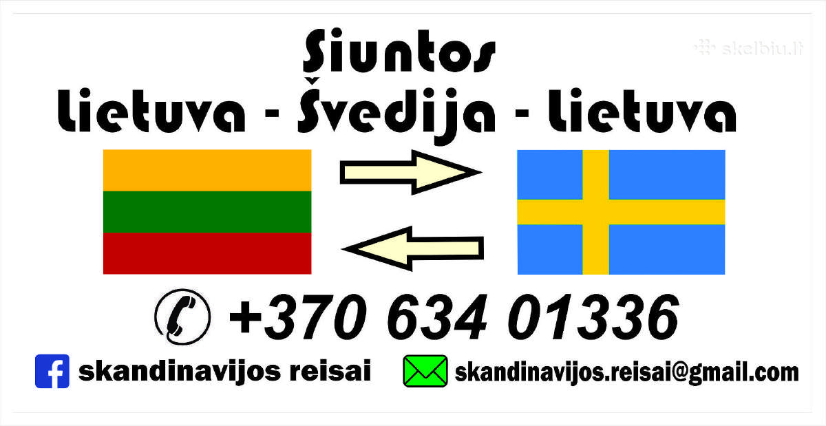 Siuntos Lietuva-švedija. Skandinavijos reisai.