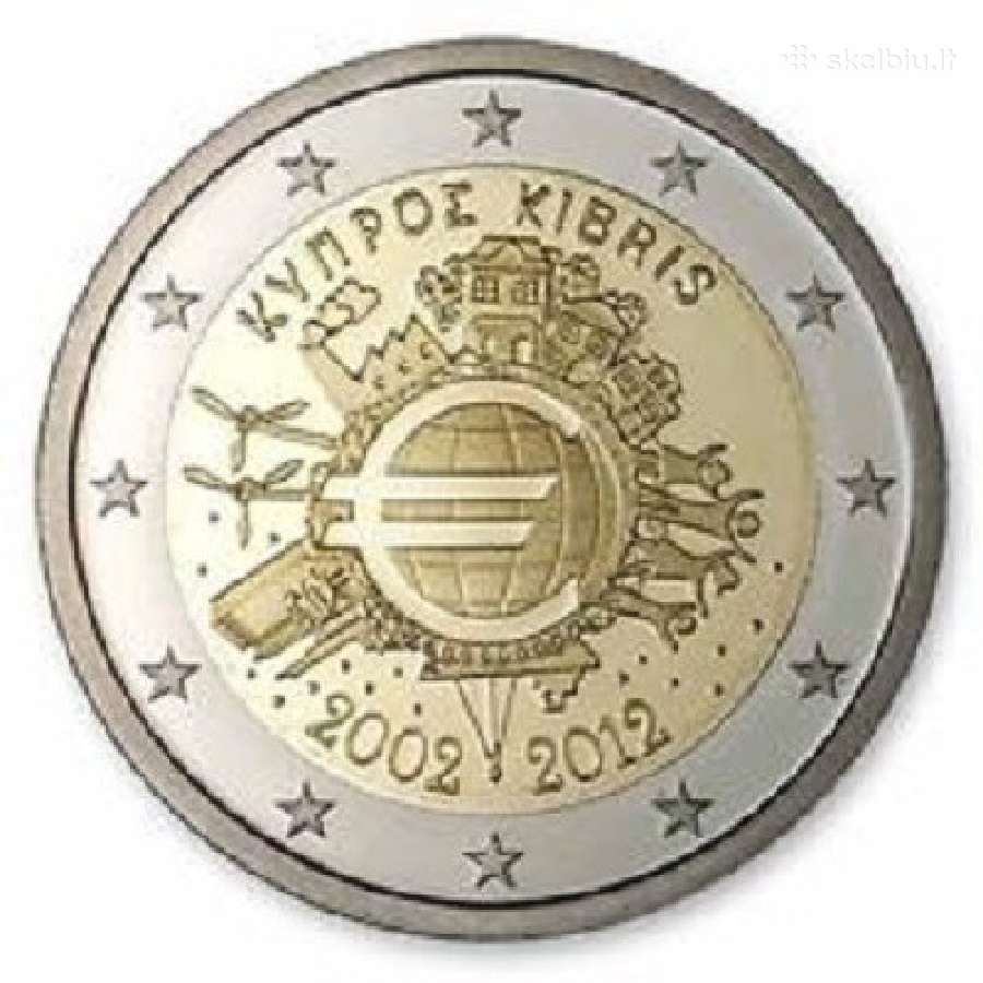 Kipras 2 euro 2012 Ten Years iš ritinėlio