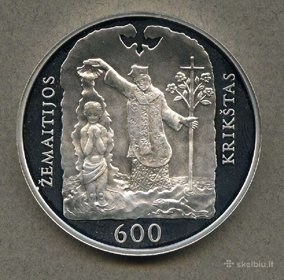 50 litų moneta, skirta Žemaitijos krikšto 600 metų