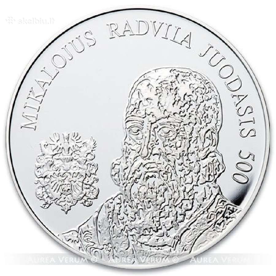 20 Eurų sidabrinė moneta M. Radvilos Juodojo 500