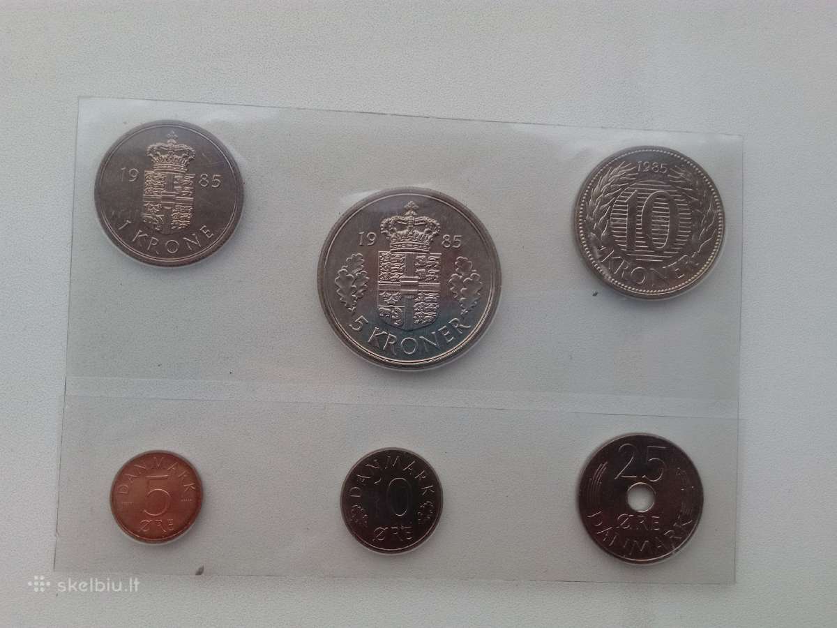 Danijos monetos Unc 1985 - nuotraukos Nr. 2