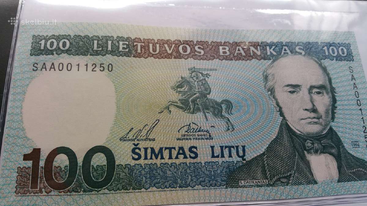 100 litų 1994 metų bankinio stovio kaina sutartinė