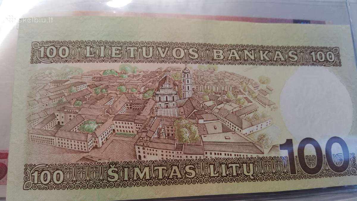 100 litų 1994 metų bankinio stovio kaina sutartinė - nuotraukos Nr. 2