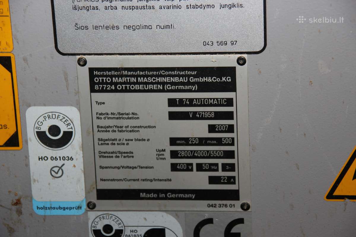 Plokščių pjovimo staklės Martin T74 - nuotraukos Nr. 2