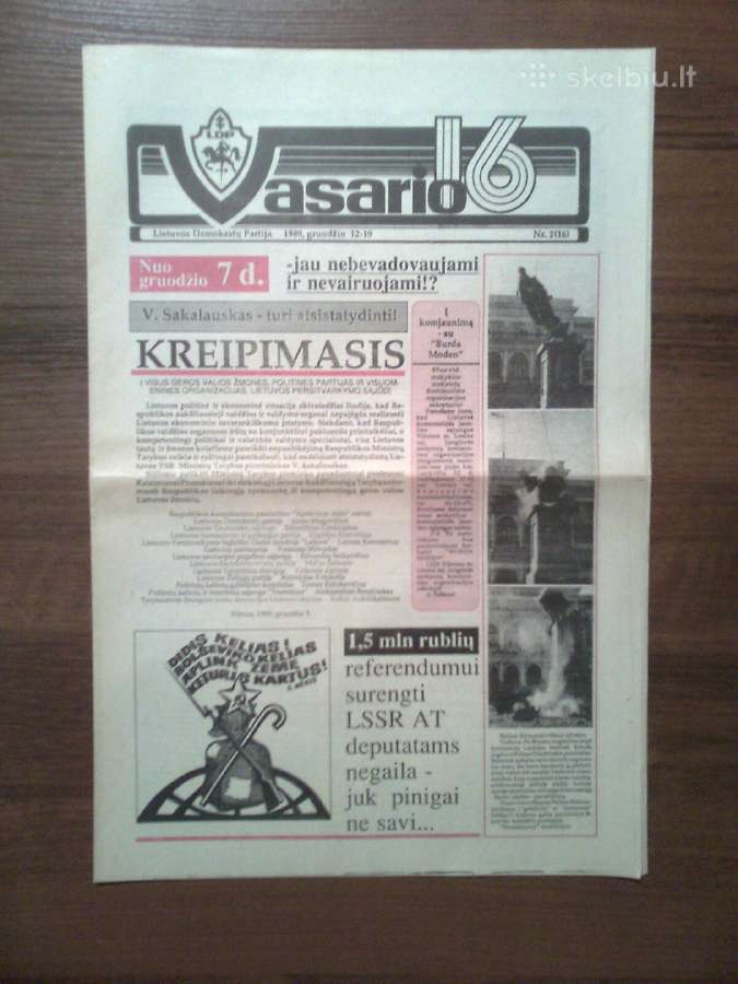 Laikrastis "Vasario 16" 1989-1990 metai - nuotraukos Nr. 3