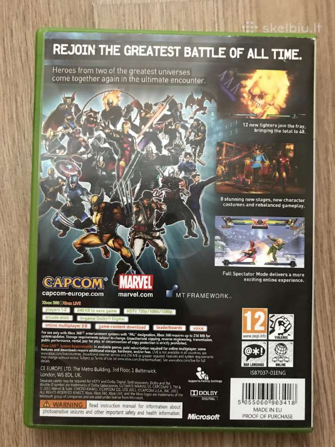 Parduodu xbox360 zaidima Ultimate marvel vs capcom - nuotraukos Nr. 2
