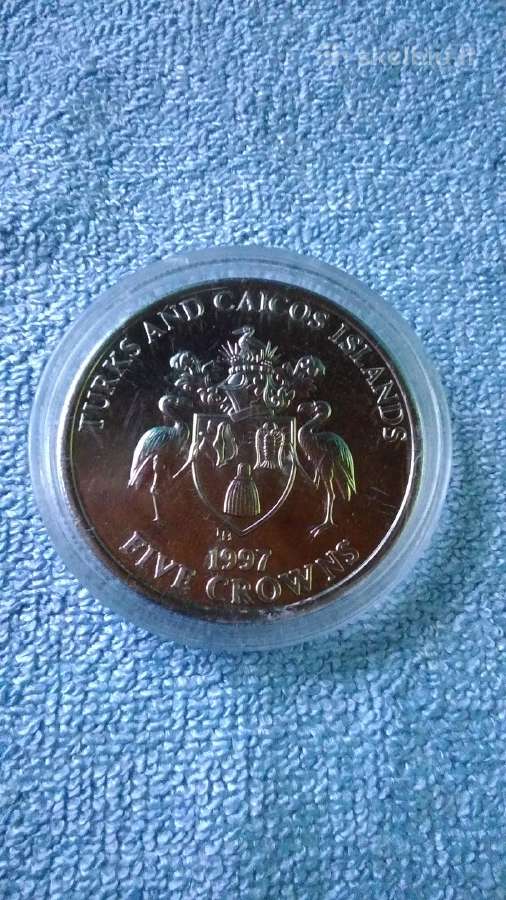 Moneta Turks and Caicos isl.1997m. 5 kronai, cu-ni - nuotraukos Nr. 2