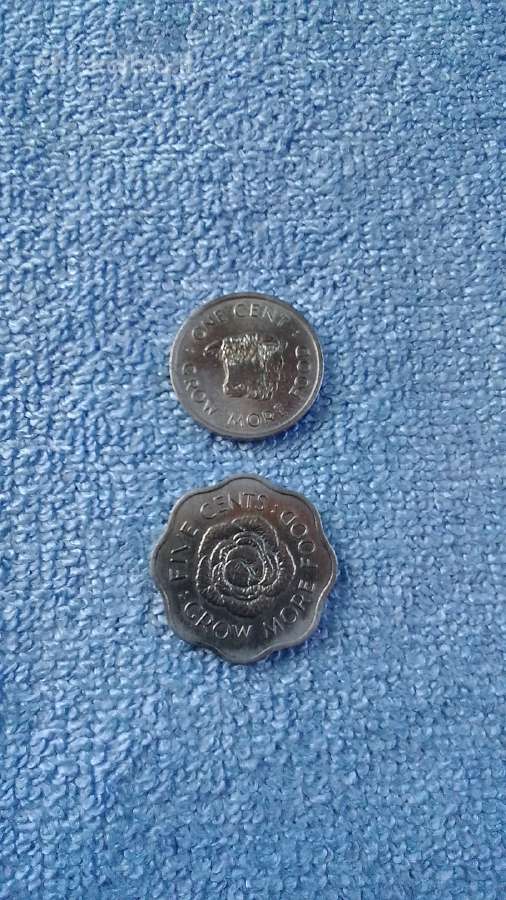 Monetos Seychelles 1972 m. 1 ir 5 centai