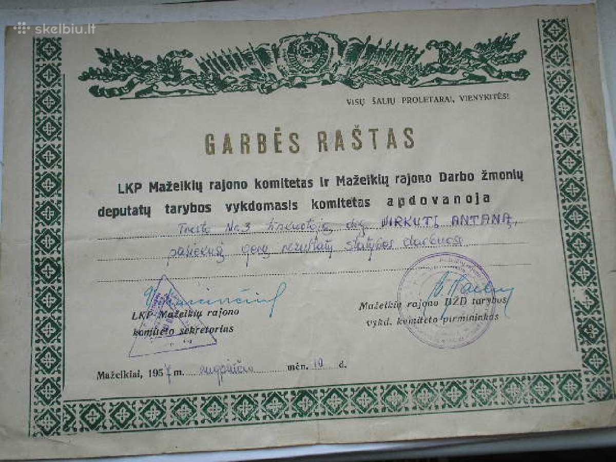 Garbes rastas 1957