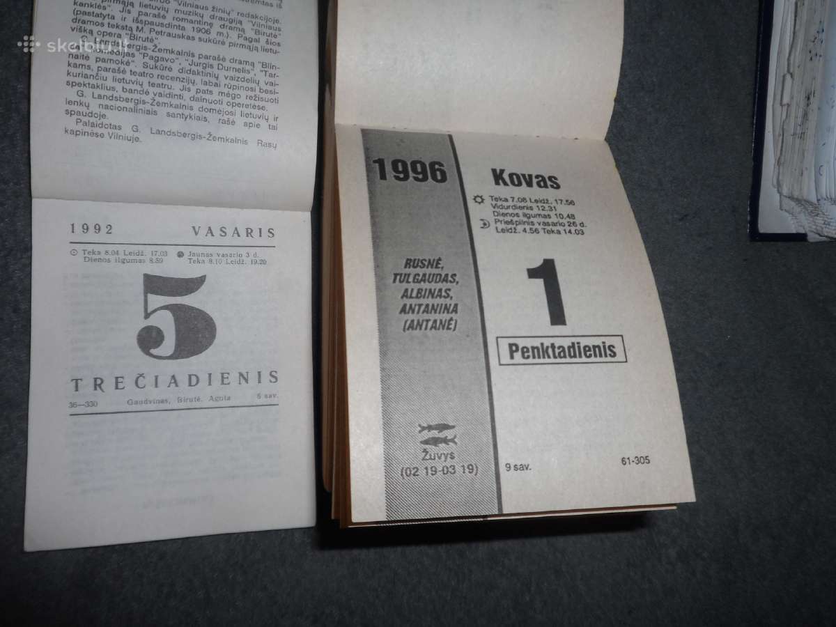Nuo 1960m Kalendoriai plesomais lapeliais, Remelis - nuotraukos Nr. 3
