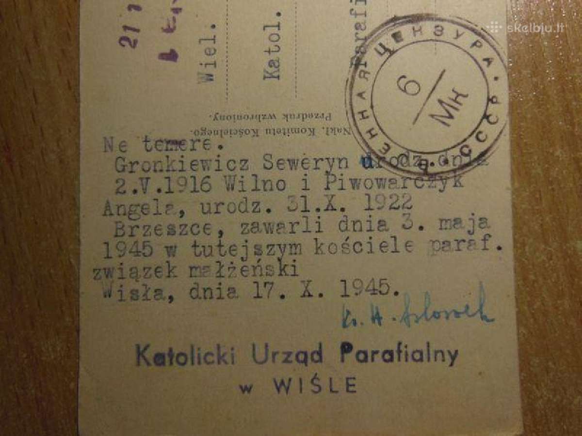 Wisla kosciol su anspaudu voennaja cenzura CcCCCP - nuotraukos Nr. 2
