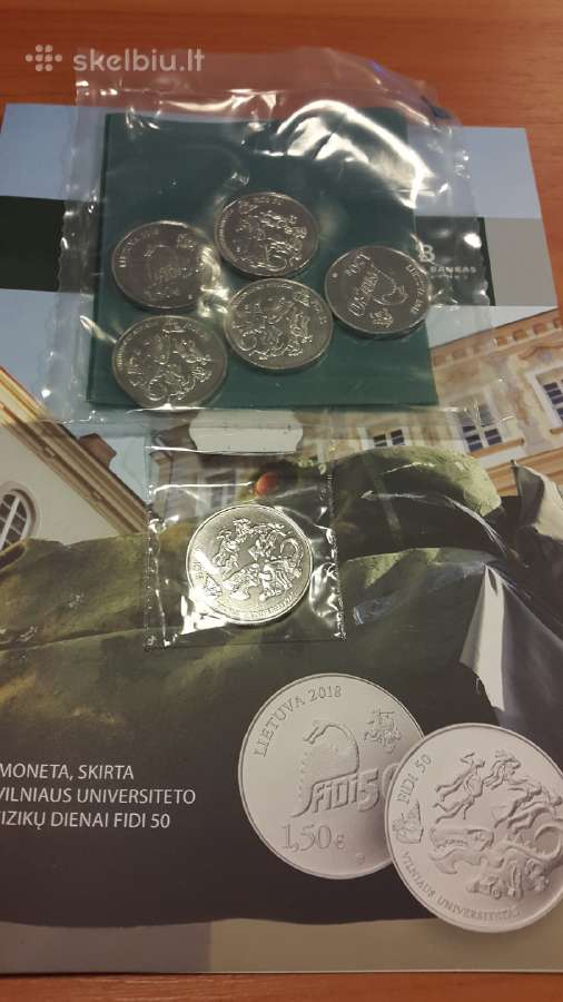 1,5 eur moneta Fidi -50 metų