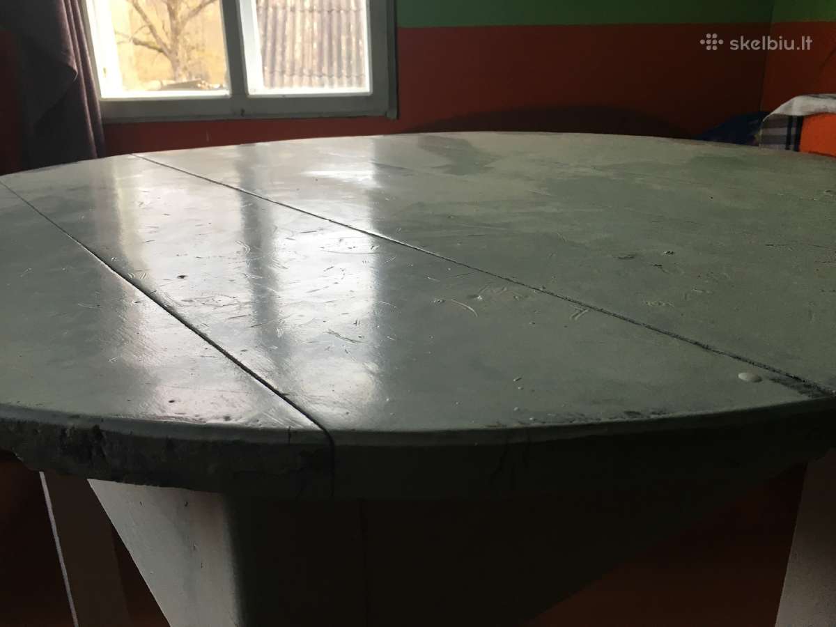 Stalas medinis apvalus D1000 mm baltas 1948 m. - nuotraukos Nr. 5