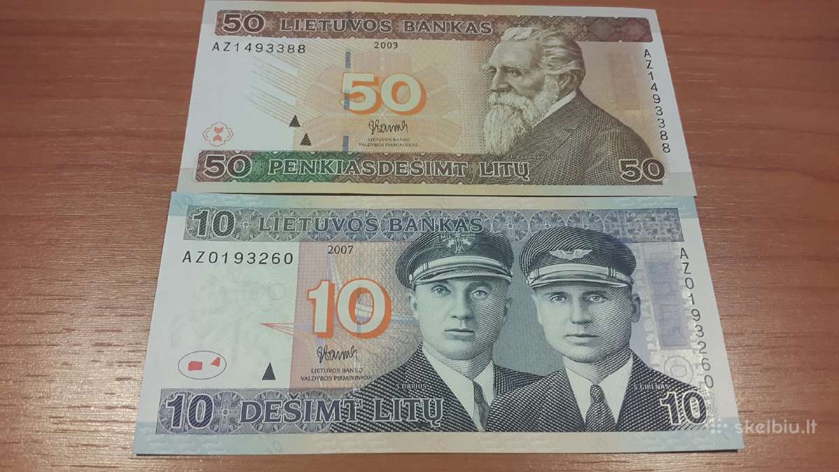 Replacement Litų banknotai su serija Az .retas kom