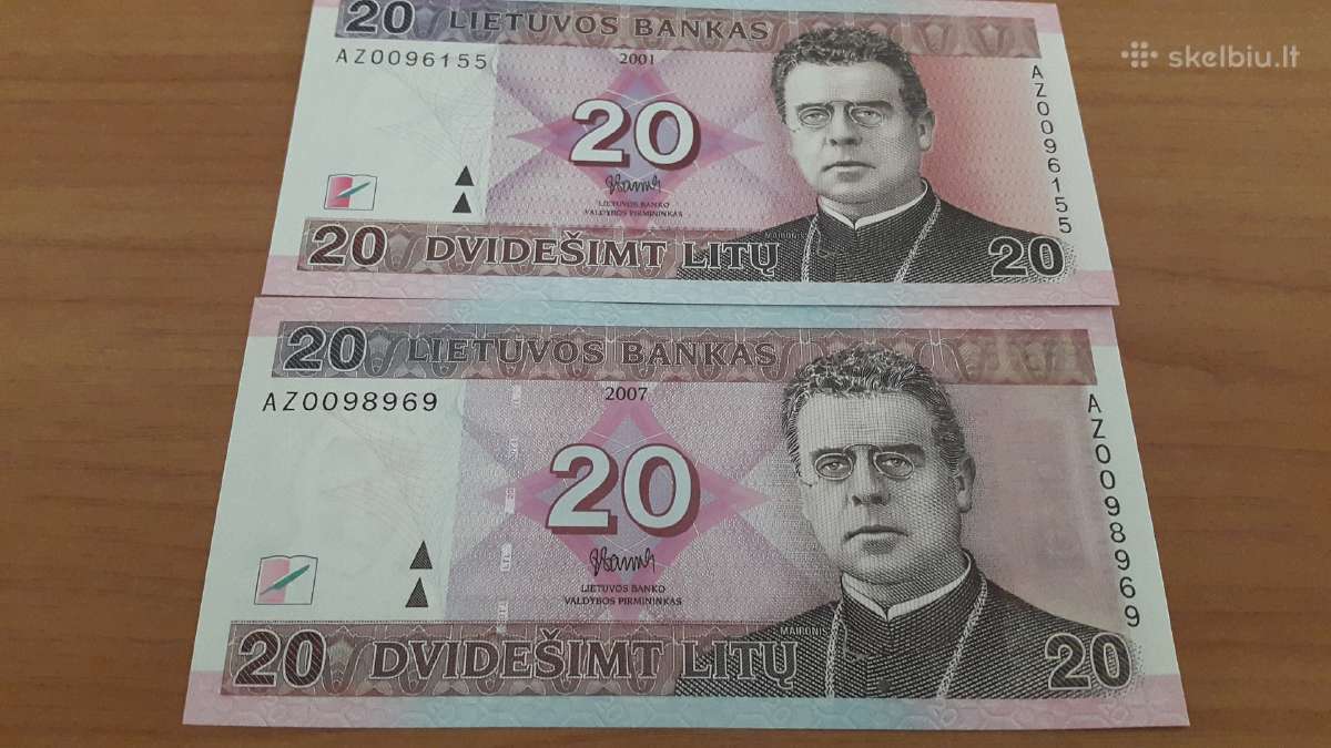 Replacement Litų banknotai su serija Az .retas kom - nuotraukos Nr. 2