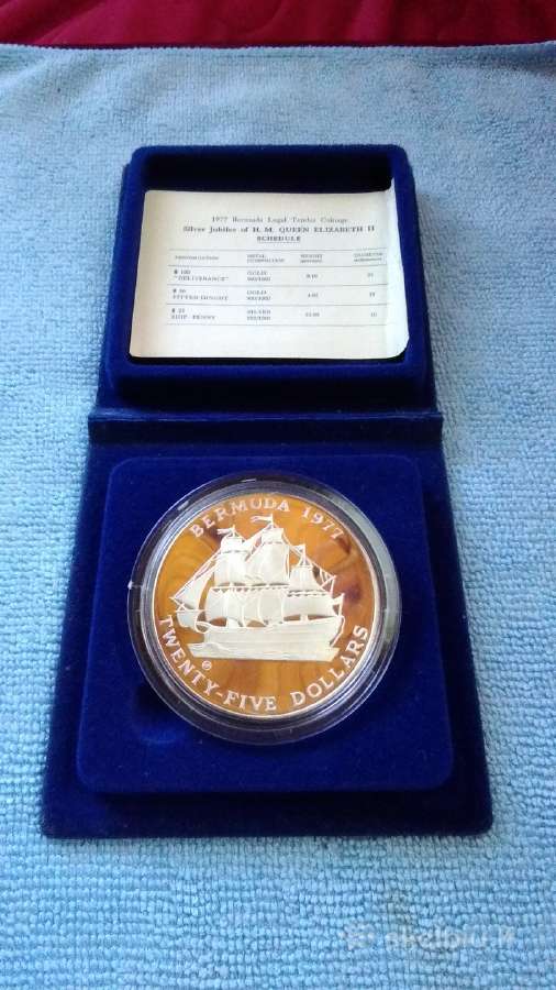 Moneta Bermuda 1977m. 25 dollars, sidabras(.925) - nuotraukos Nr. 2