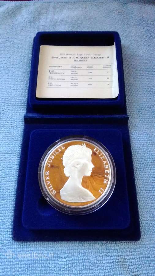 Moneta Bermuda 1977m. 25 dollars, sidabras(.925) - nuotraukos Nr. 3