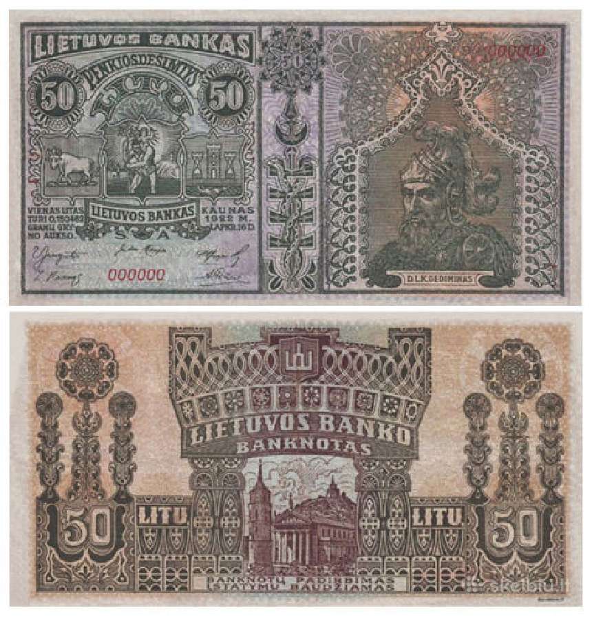 Brangiai perku 1922 m.litus ir cent1,2,5,10,50,100