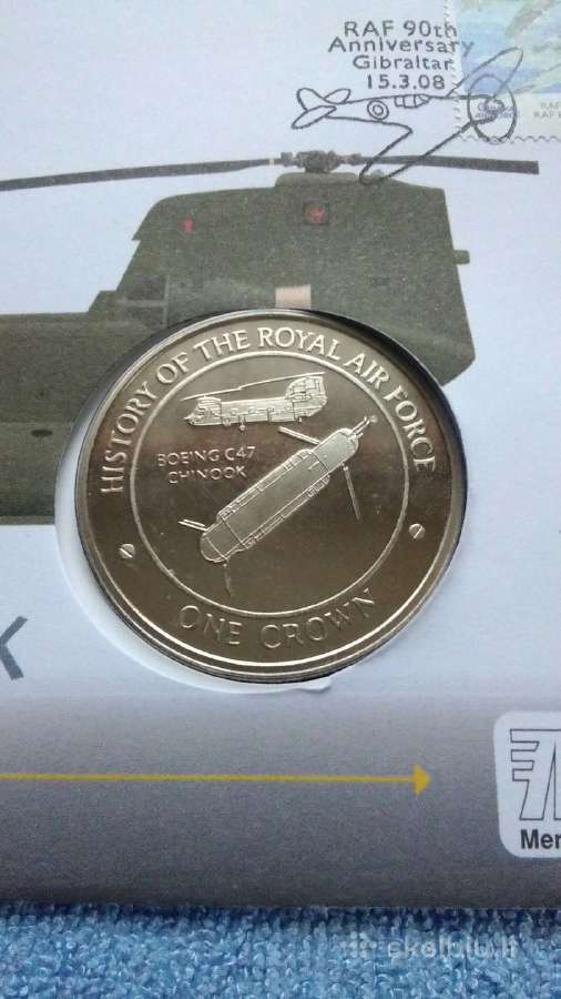 Moneta Gibraltar, 2008 m. 1 krona, cu-ni