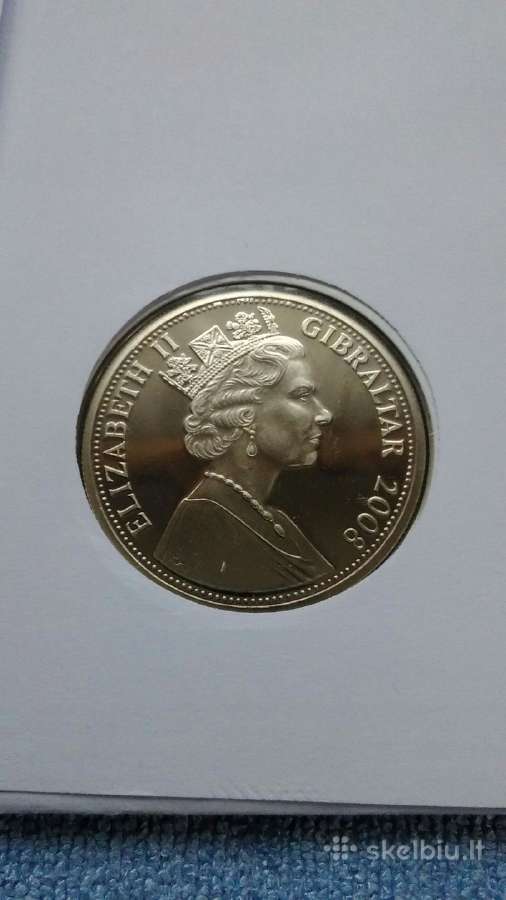 Moneta Gibraltar, 2008 m. 1 krona, cu-ni - nuotraukos Nr. 2