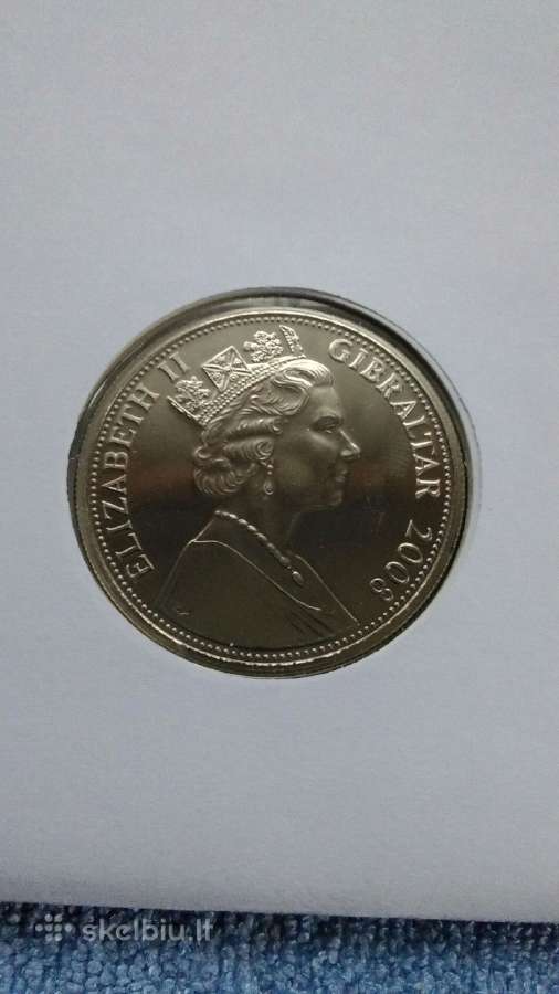 Moneta Gibraltar, 2008 m. 1 krona, cu-ni - nuotraukos Nr. 2