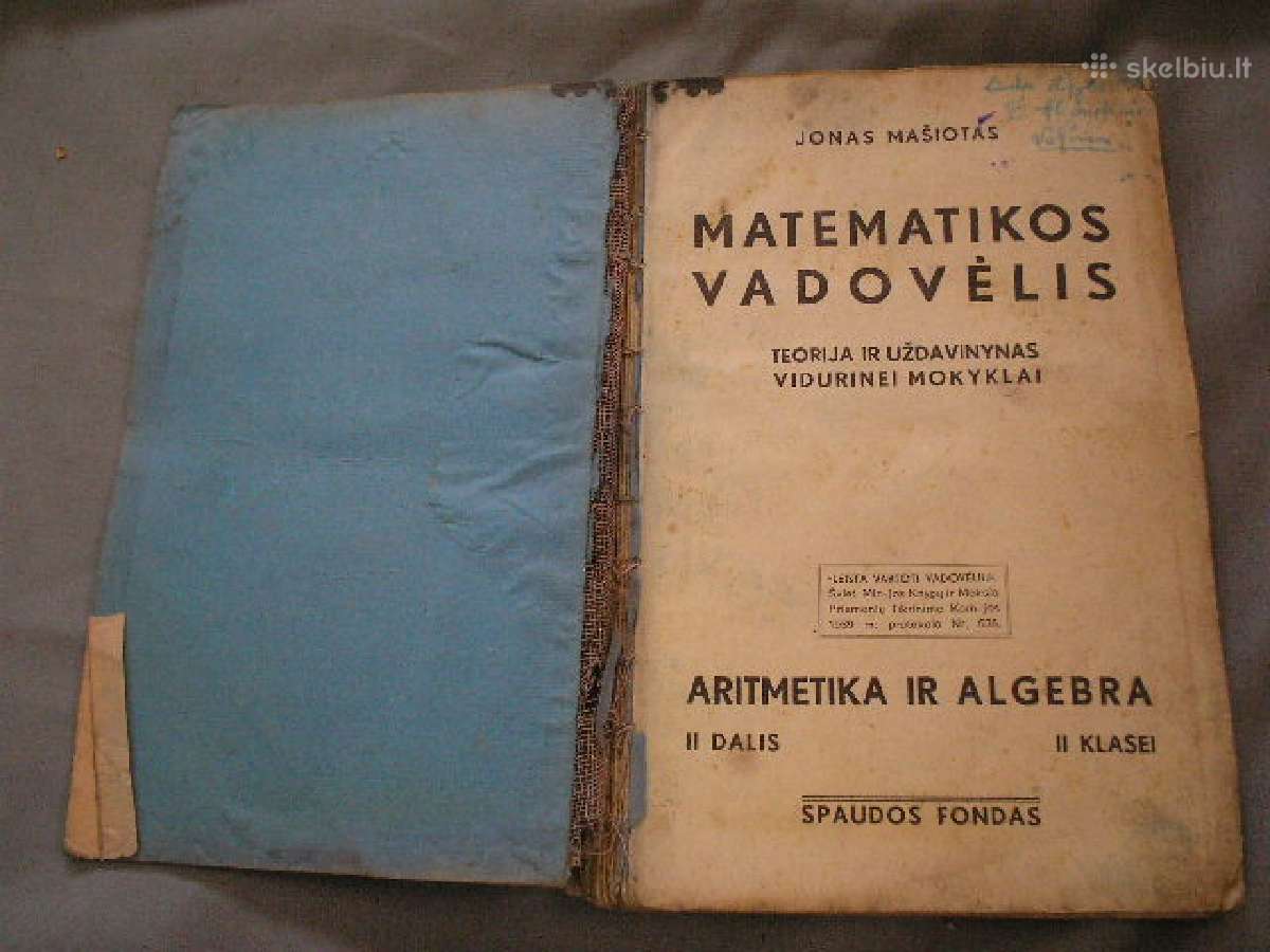 Matematikos vadovelis 1939m - nuotraukos Nr. 2
