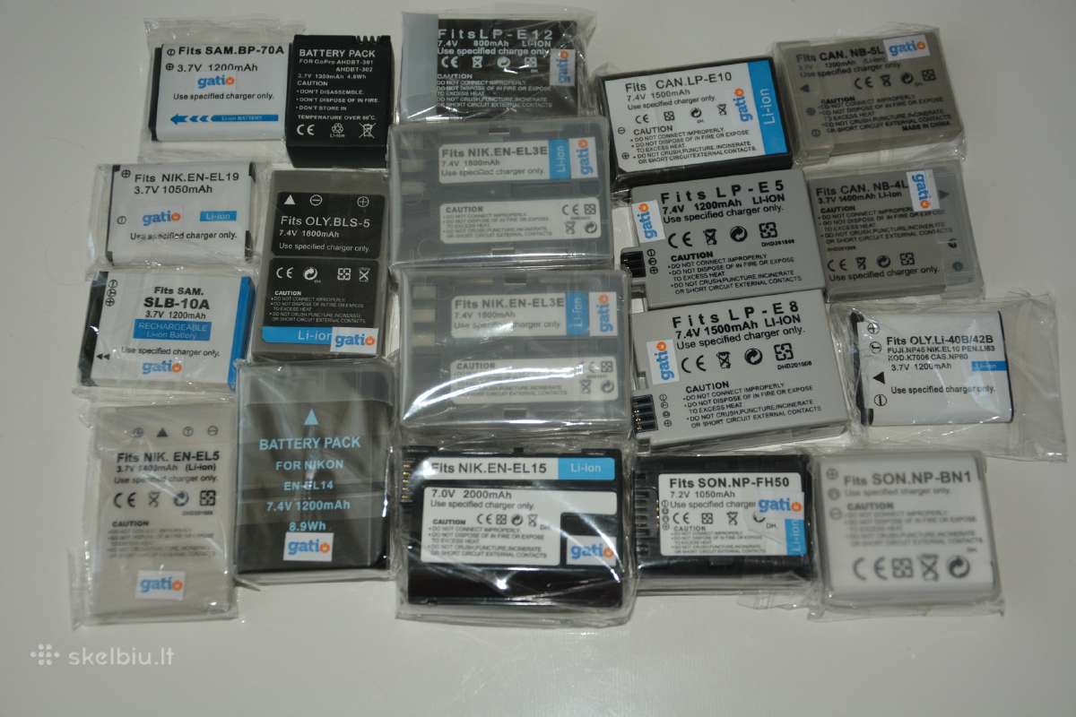 Canon,nikon,sony,olympus,samsung,gopro baterijos