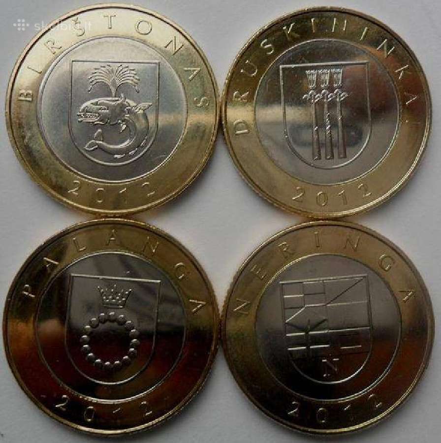 2 Lt apyvartinės monetos kurortams Unc