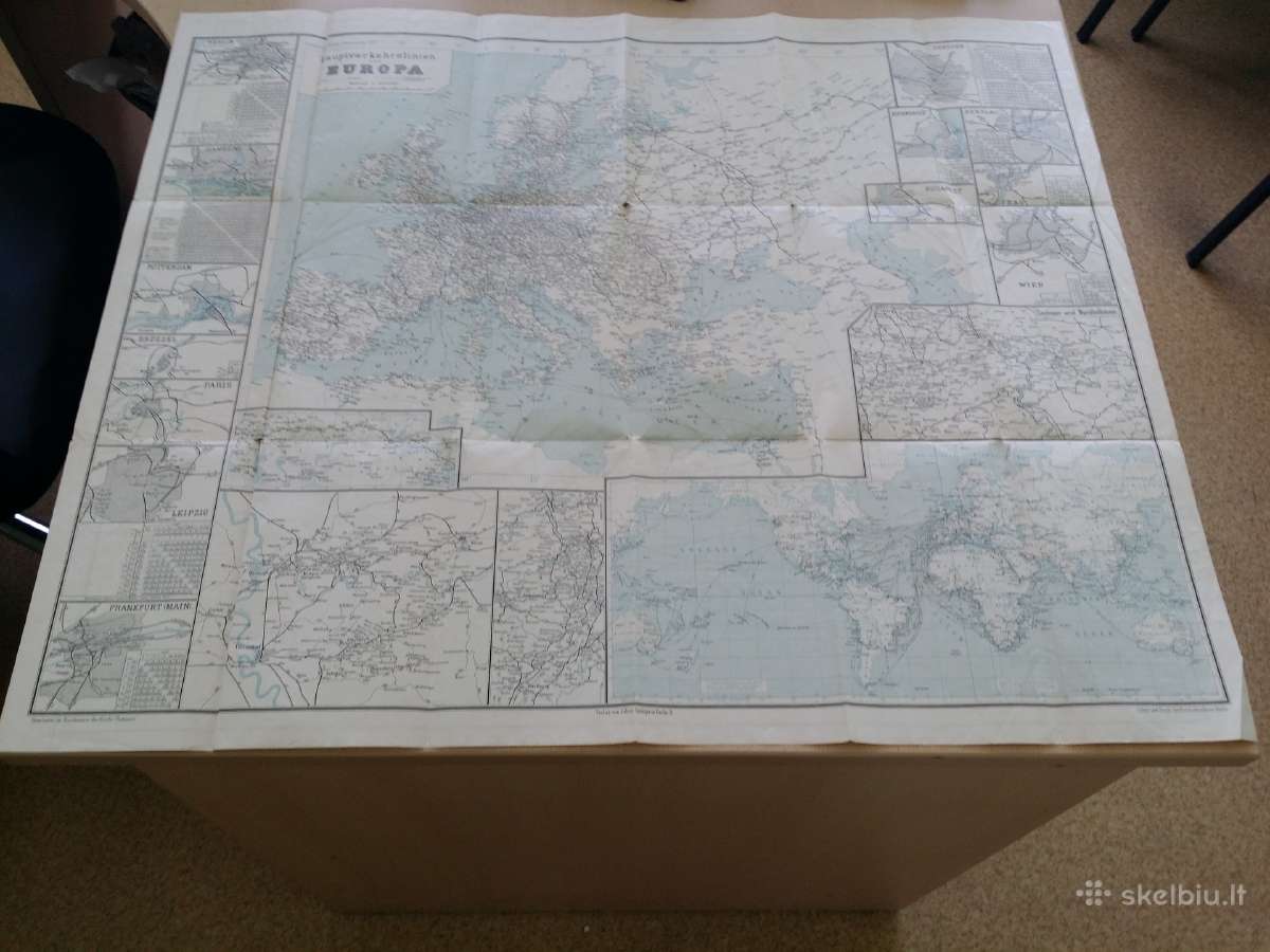 Žemėlapis Vokietijos, Europos ir pasaulio 1909 m