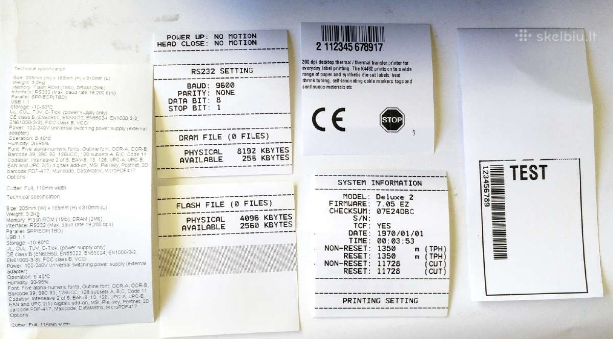 Tsc Ttp245c, Ttp343c, Da200 lipdukų spausdintuvai - nuotraukos Nr. 16