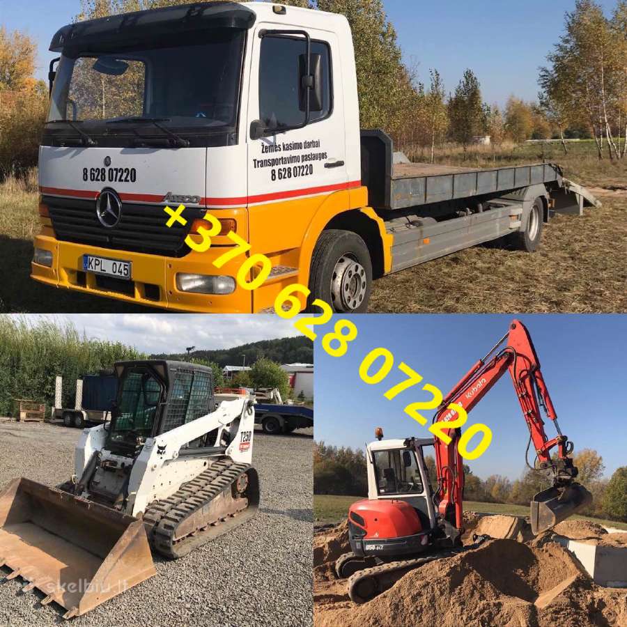 Ekskavatoriaus/bobcat nuoma, transportavimas pasl.