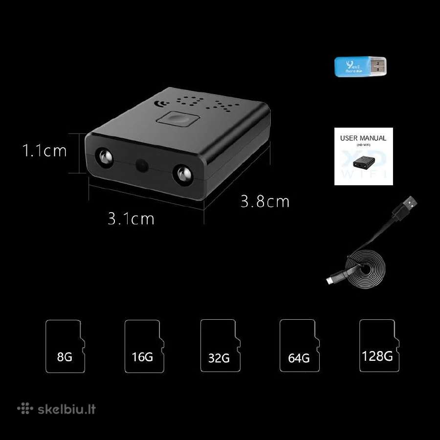 Slapta Micro WiFi, P2p, Ip kamera Full HD - nuotraukos Nr. 5