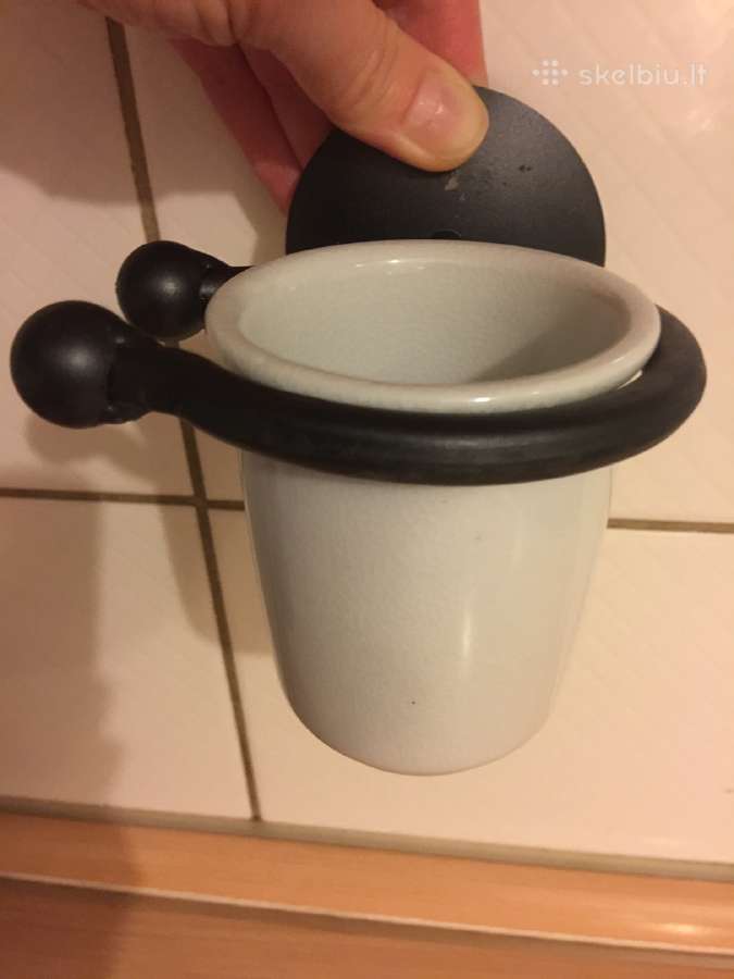 Dantu šepetėlių laikiklis su keramikiniu puoduku
