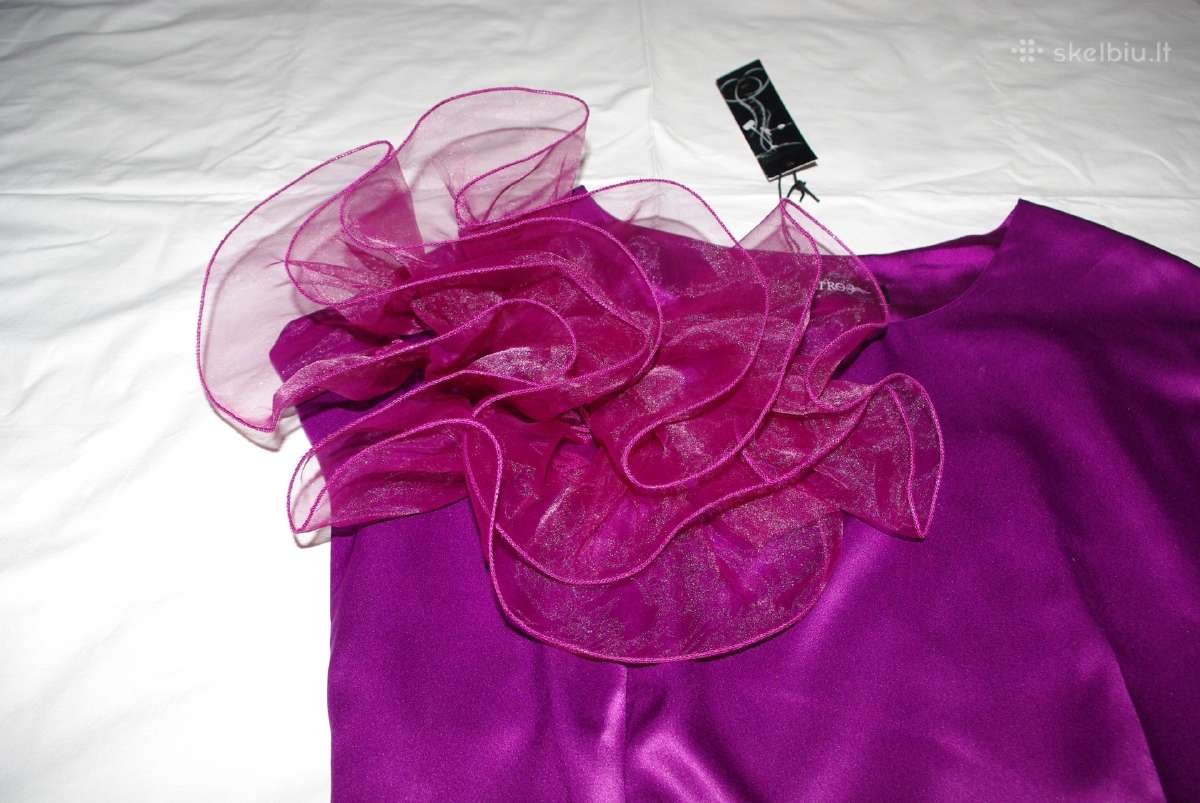 Nauja violetinė proginė suknelė su organzos gėle - nuotraukos Nr. 6