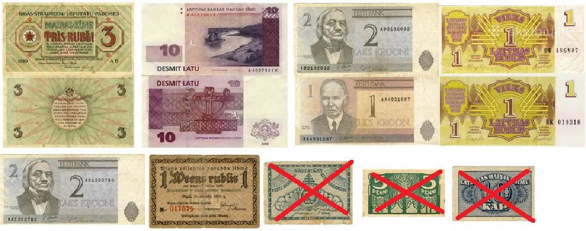 Latvijos ir Estijos banknotai