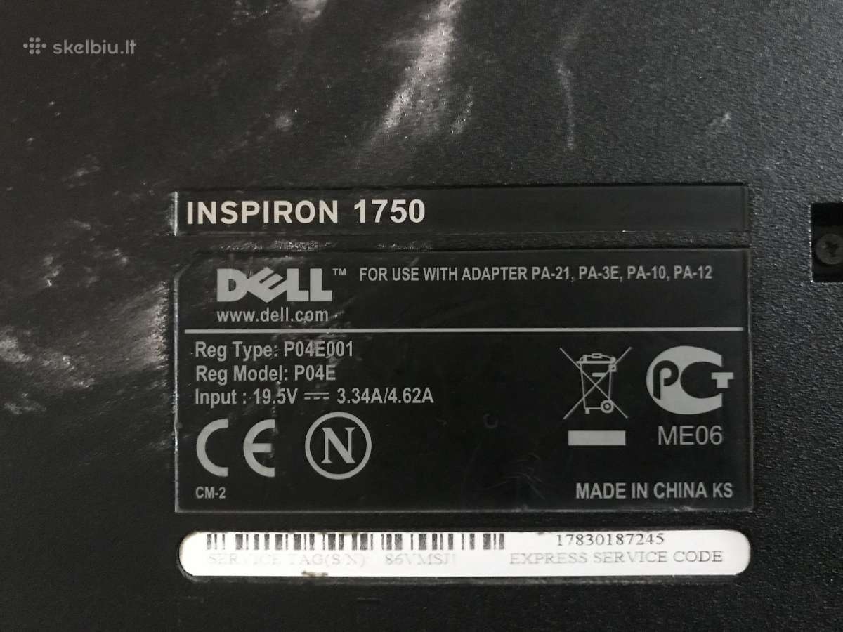 Dell Studio 1537 Inspiron 1750, 1525 Dalimis - nuotraukos Nr. 3