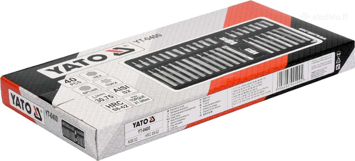 Antgalių rinkinys S2, torx, hex, spline 40 dalių - nuotraukos Nr. 4