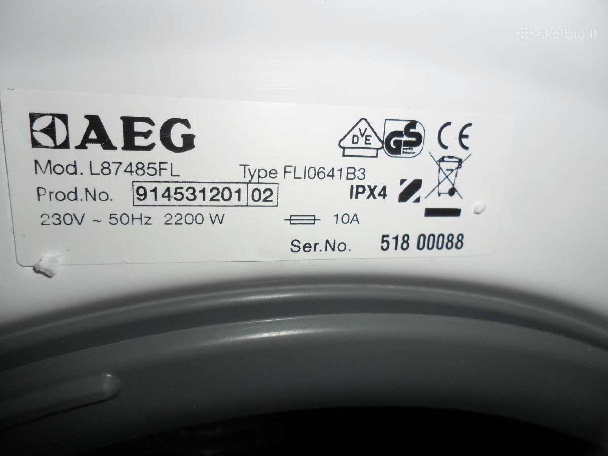 Aeg L87485fl A++ + 8kg - nuotraukos Nr. 4