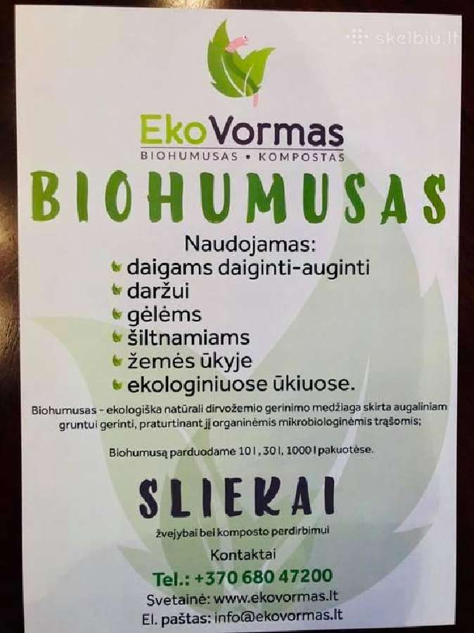 Biohumusas, Kalifornijos Sliekai Skystas Biohumus - nuotraukos Nr. 2