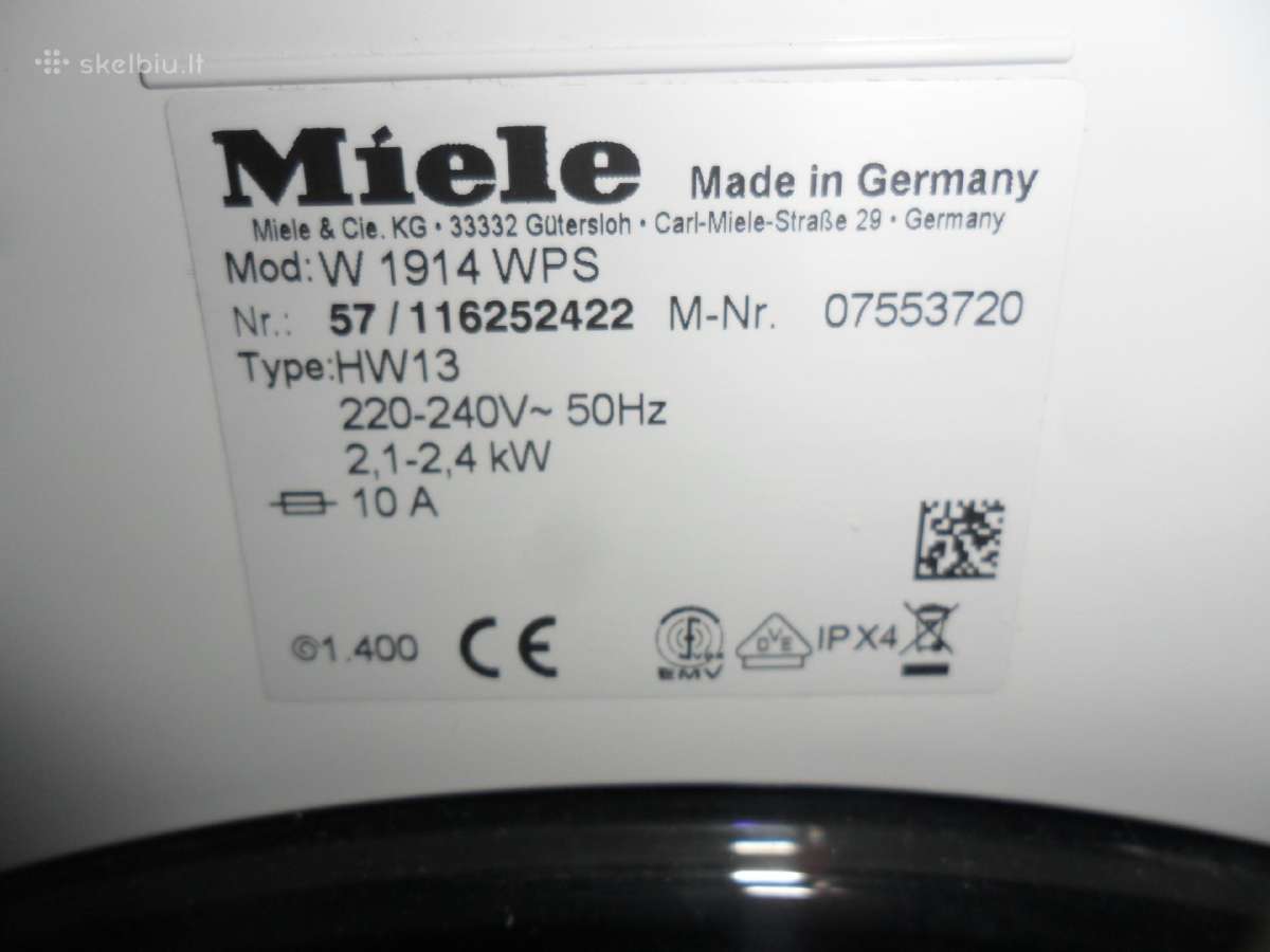 Skalbimo Masina Miele 7kg W1914 - nuotraukos Nr. 6